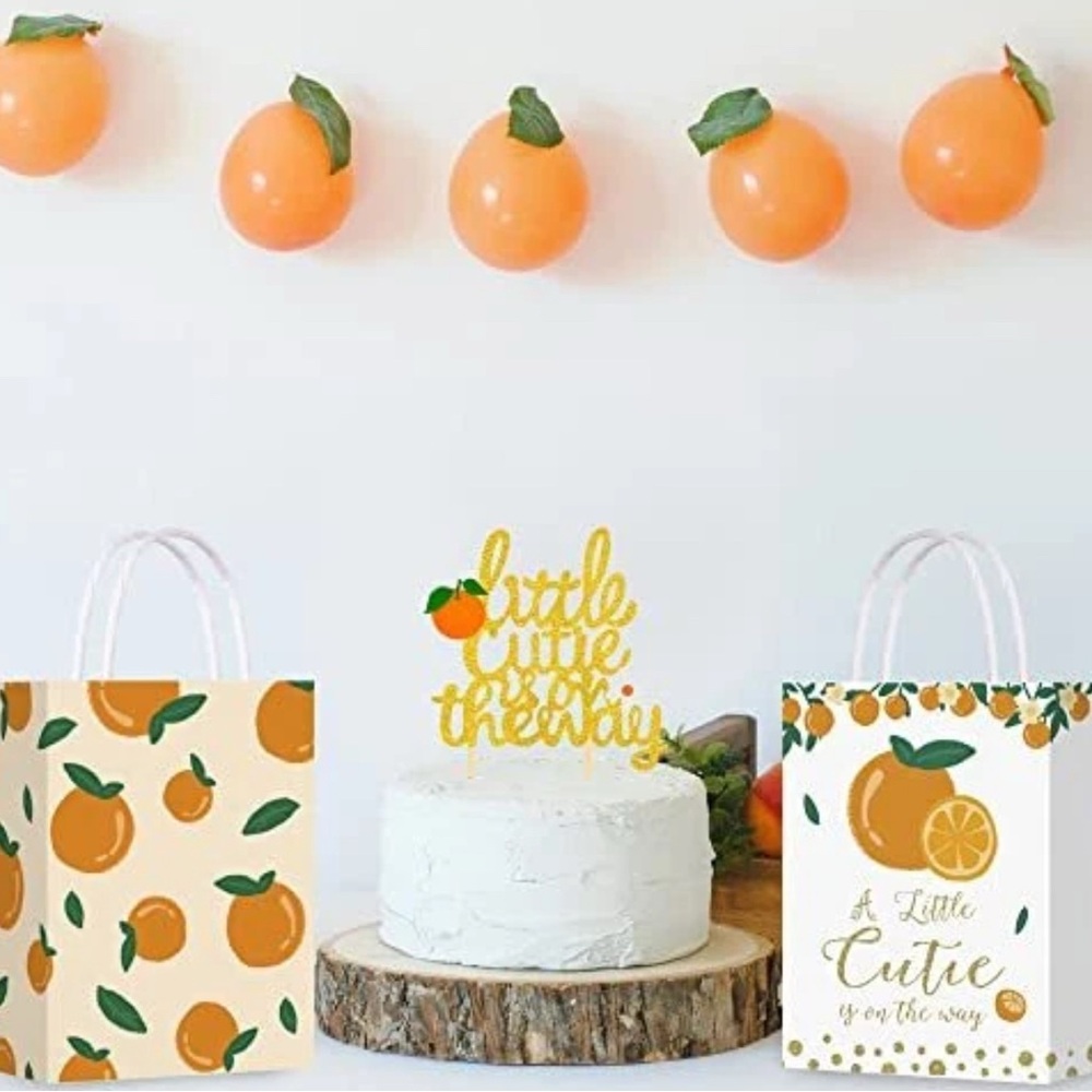 Little Cutie Citrus Orange Party Favor Bags – 18 Pack Thank You Gift Bags Baby